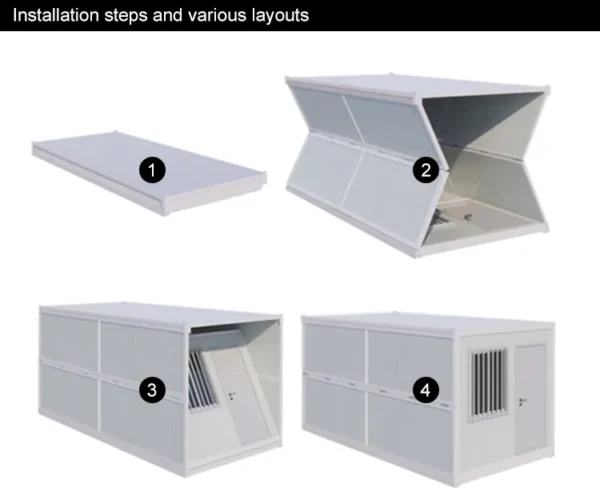 40ft Glamni Z foldable container house forms dual story lodging for glamping sites