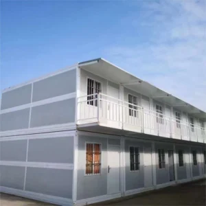 40ft Glamni Z foldable container house forms dual story lodging for glamping sites