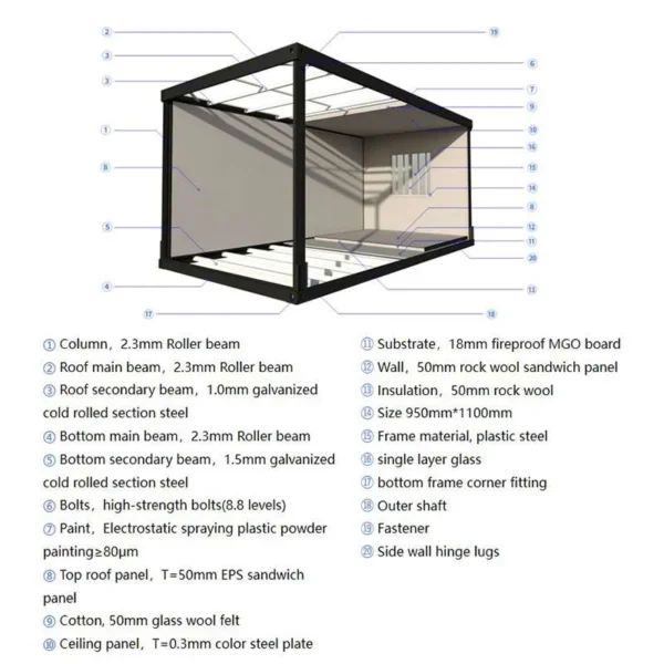 Minimal crane usage 30ft Glamni Z foldable container house speeds development cycles